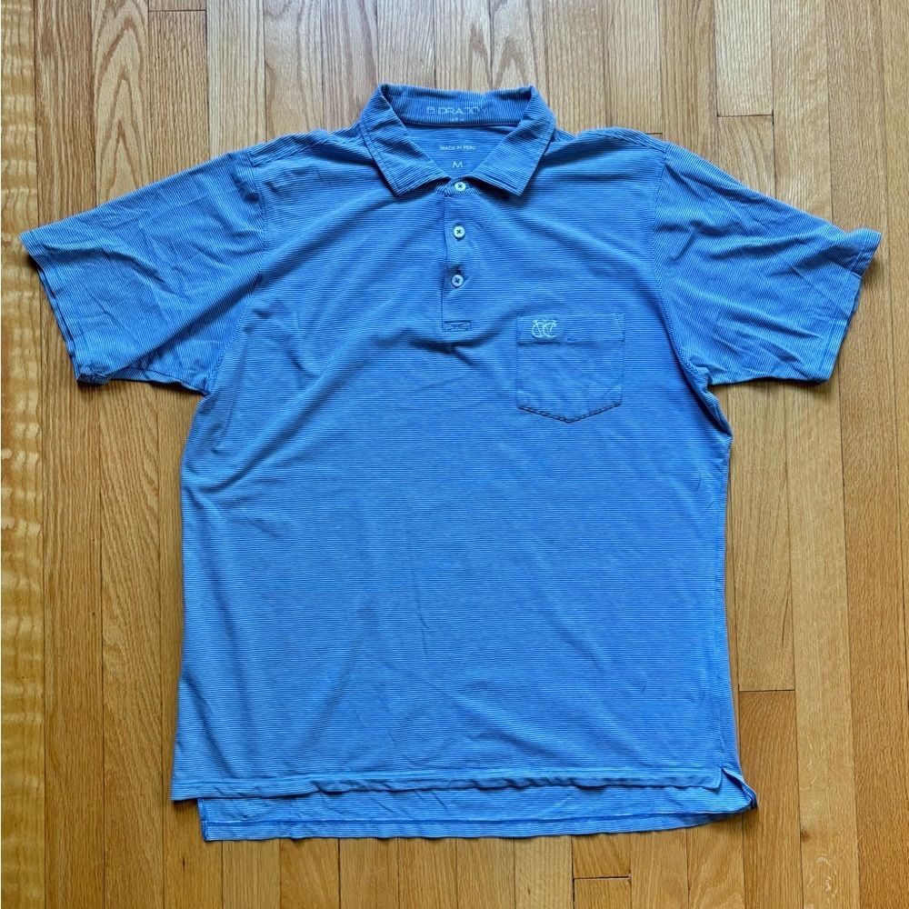 B. Draddy USA Men’s Short Sleeve Golf Polo Shirt Medium Blue White Stripes